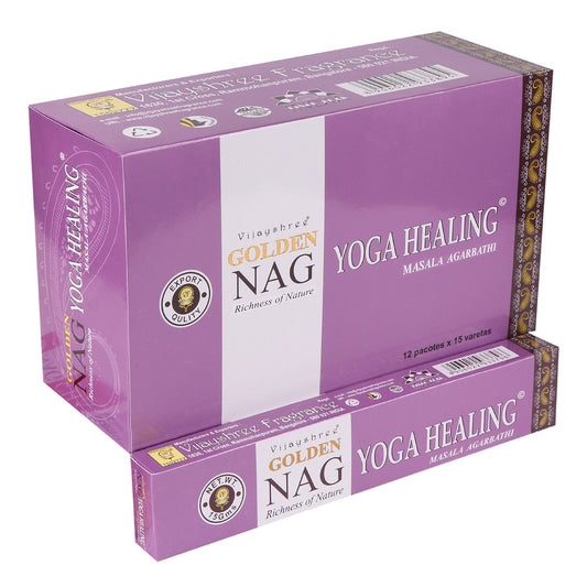Golden Nag Yoga Healing Räucherstäbchen – Handgerollte Premium-Qualität (15g)