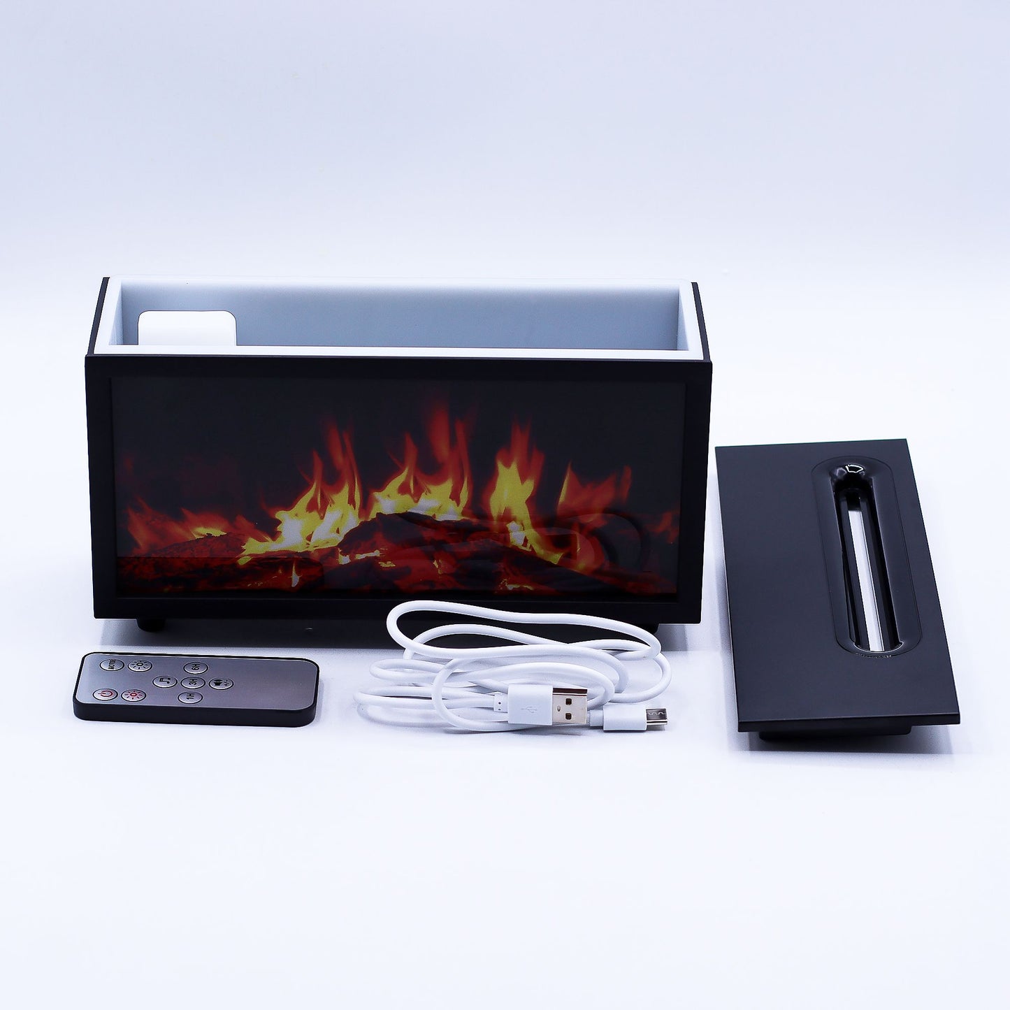 Duftlampe mit Flammenlicht & Vogelgesang – Schwarz, USB, Farbwechsel