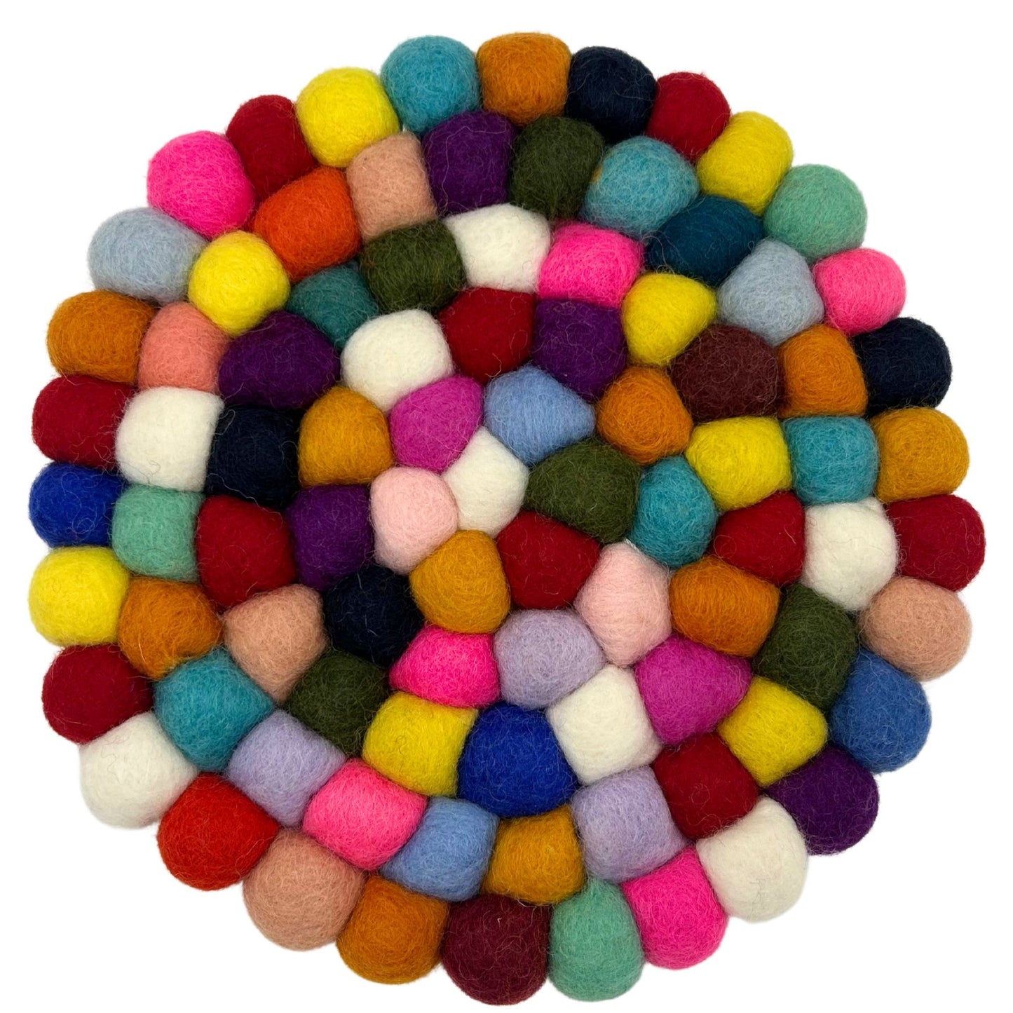 Rundes Tischset aus Wollfilzkugeln – 20 cm, bunt