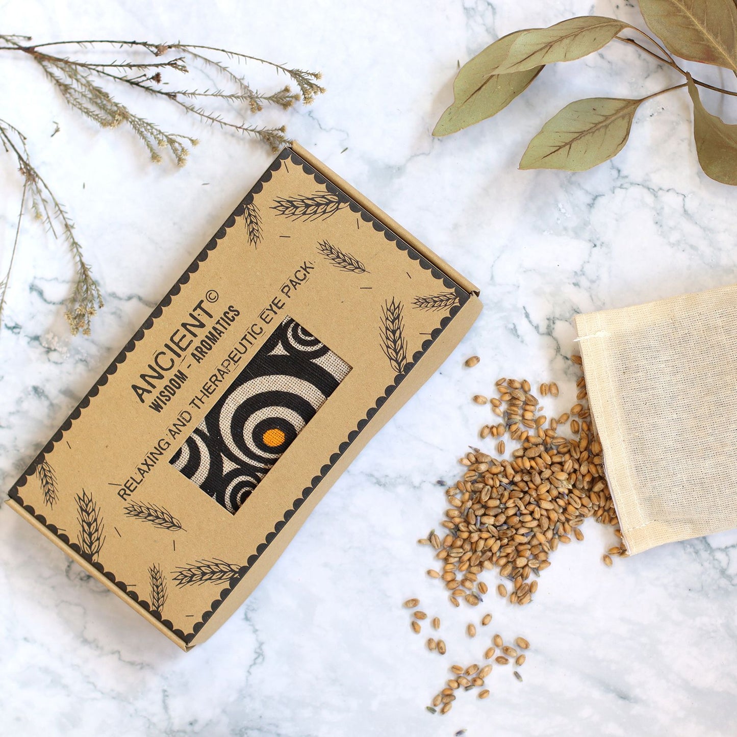 Entspannungs-Augenkissen mit Lavendelduft – Naturbaumwolle & Juco in Geschenkbox