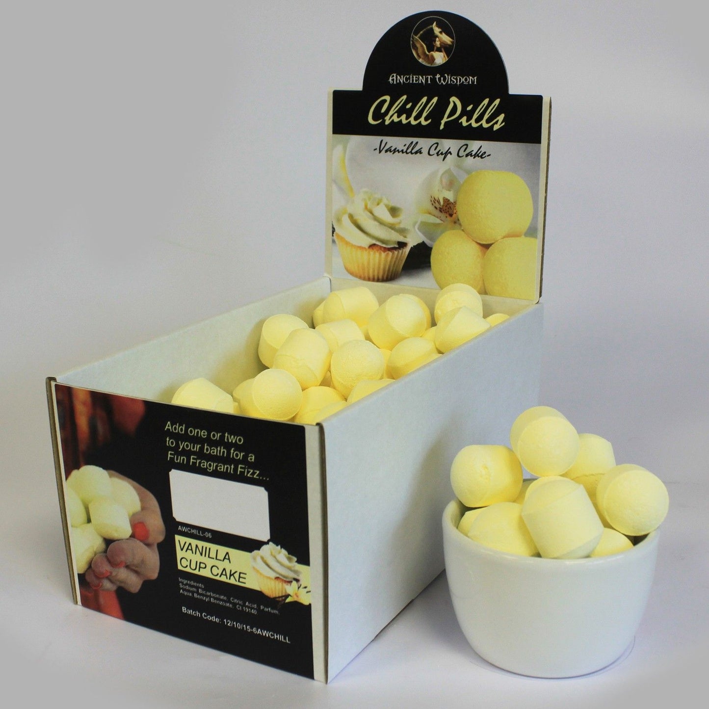 Mini Badebomben Box 'Vanilla Cupcake' - 90 Stück für sprudelnden Badespaß