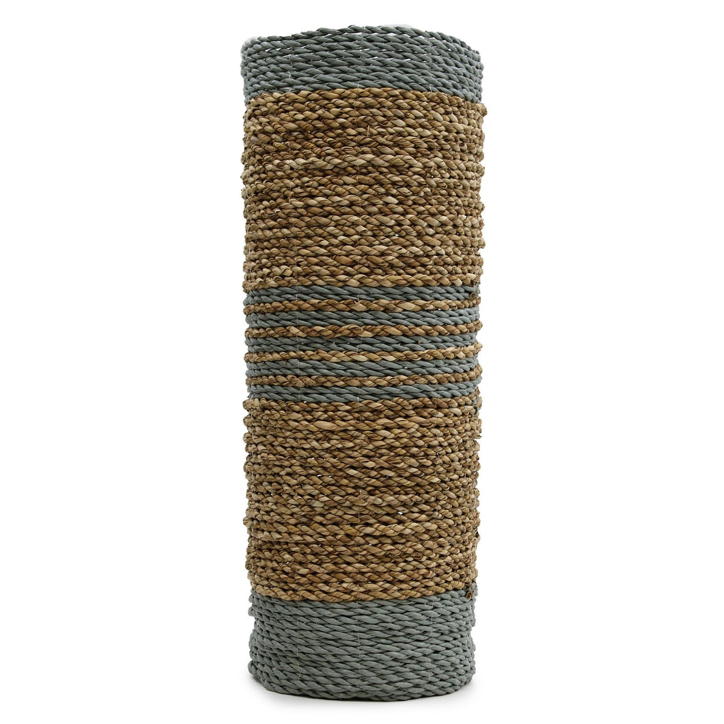 Set aus handgewebtem Seegras & grauem Raffia – 2 Vasen & 2 Körbe