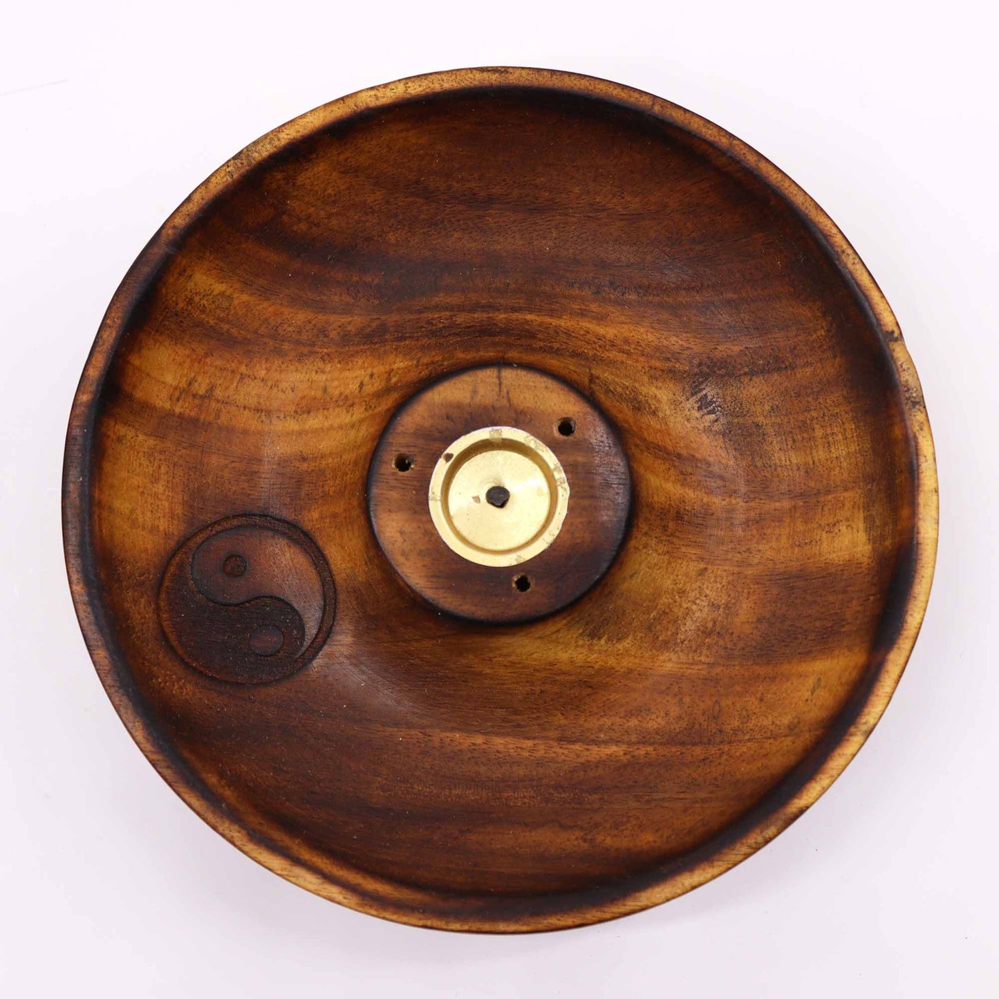Räucherhalter 'Yin & Yang' aus Mangoholz – für Stäbchen und Kegel