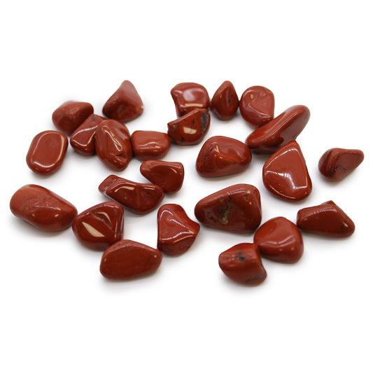 Set mit 24 Trommelsteinen aus rotem Jaspis - Natürliche Handschmeichler aus Afrika