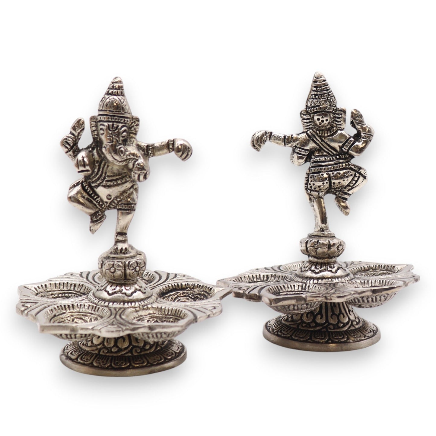 Räucherstäbchenhalter 'Tanzender Ganesha' - Poliertes Aluminium 14x10 cm