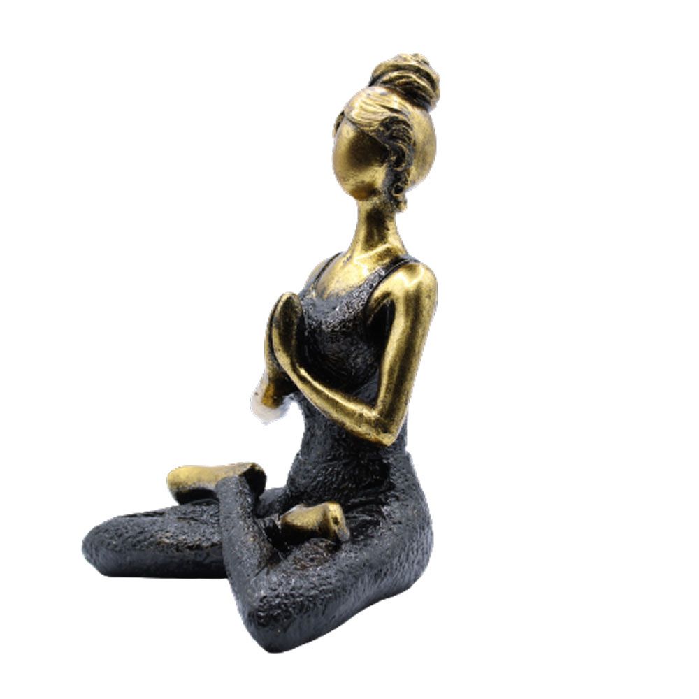 Meditierende Göttin Figur - Handgefertigte Yoga-Dekoration in Bronze & Schwarz, 24 cm