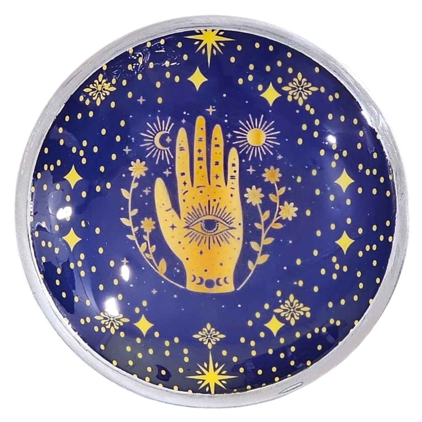 Hamsa Opferschale mit drei Beinen - Mystisches Mitternachtsblau in Emaille