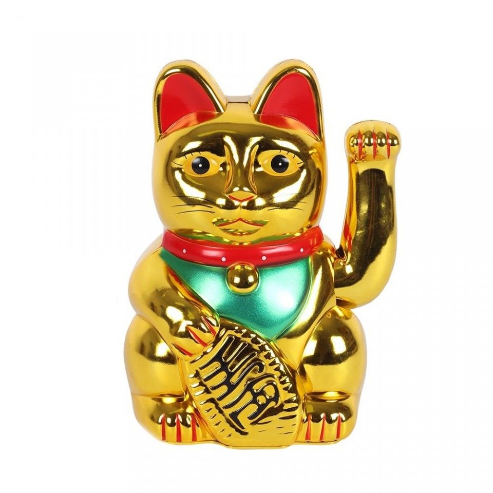 Goldene Winkekatze - Glücksbringer Figur 15 cm