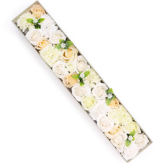 Geschenkbox 'Hochzeitssegen' in Weiß und Elfenbein – Extra langes Luxus-Arrangement