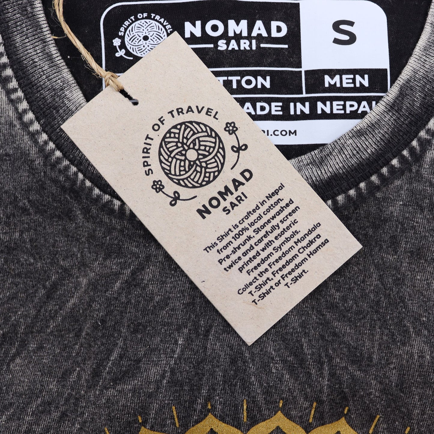 Mandala T-Shirt in Dunkelgrau – Doppelt steingewaschen & handgefertigt