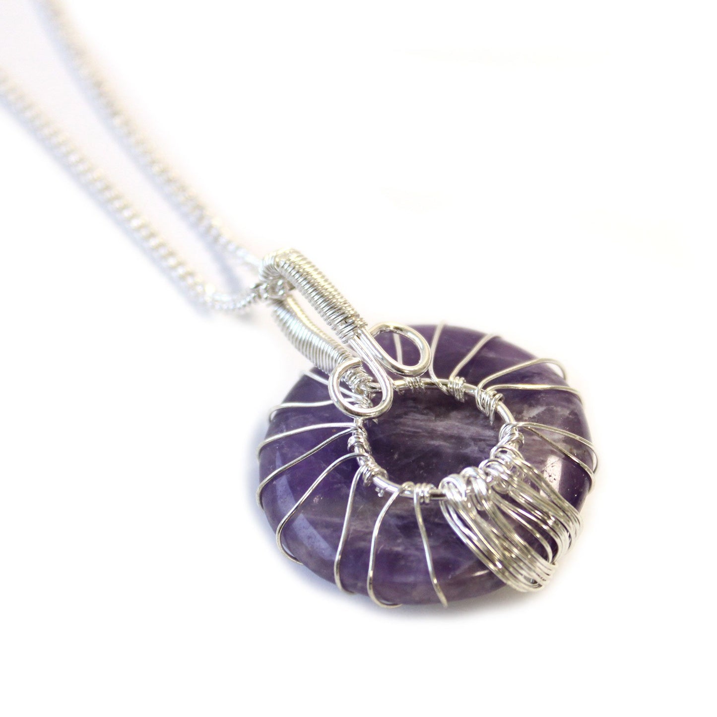 Lebensbaum Halskette mit Amethyst – Versilbertes Schmuckstück