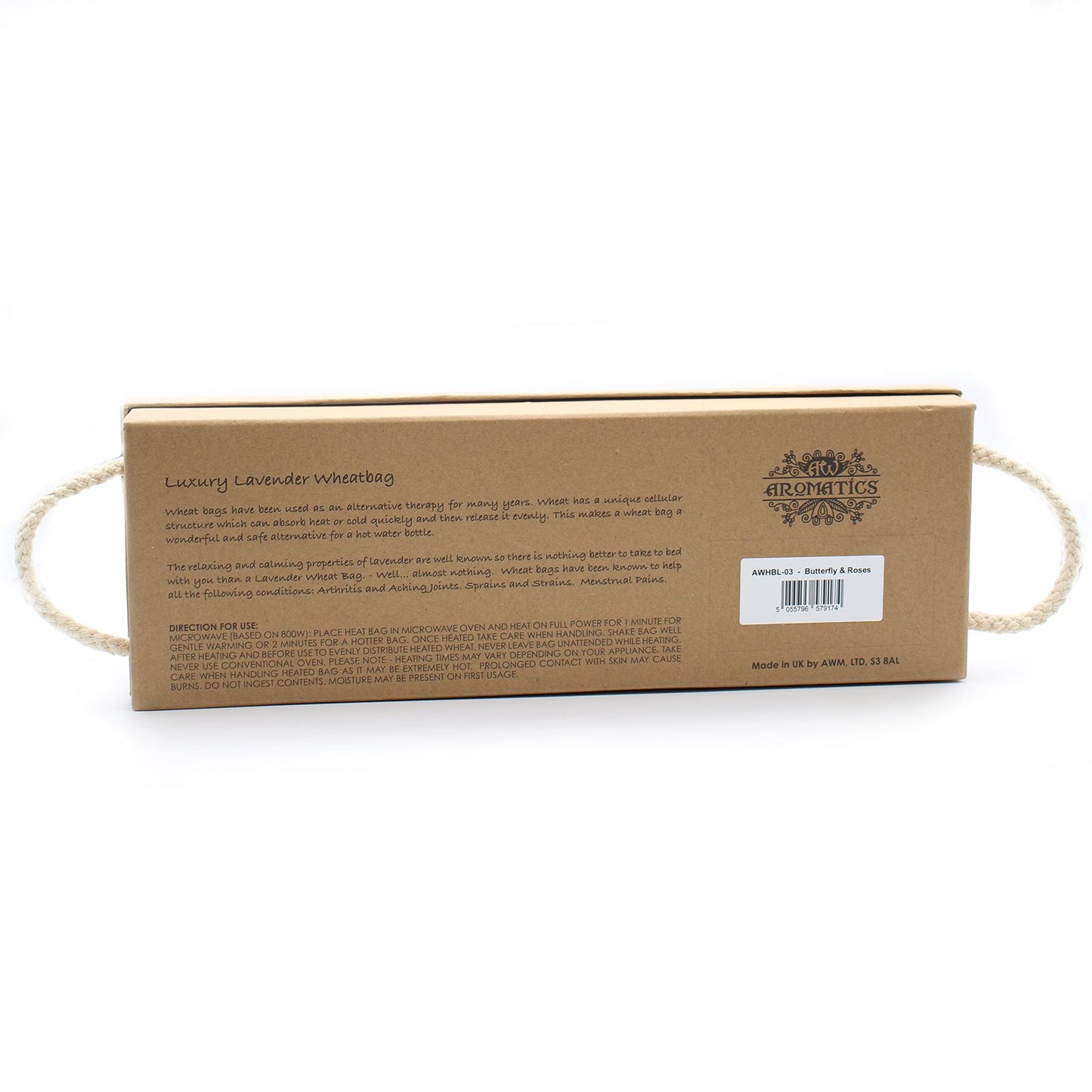Premium Weizenkissen mit Lavendel in Geschenkbox – Motiv Schmetterling & Rosen