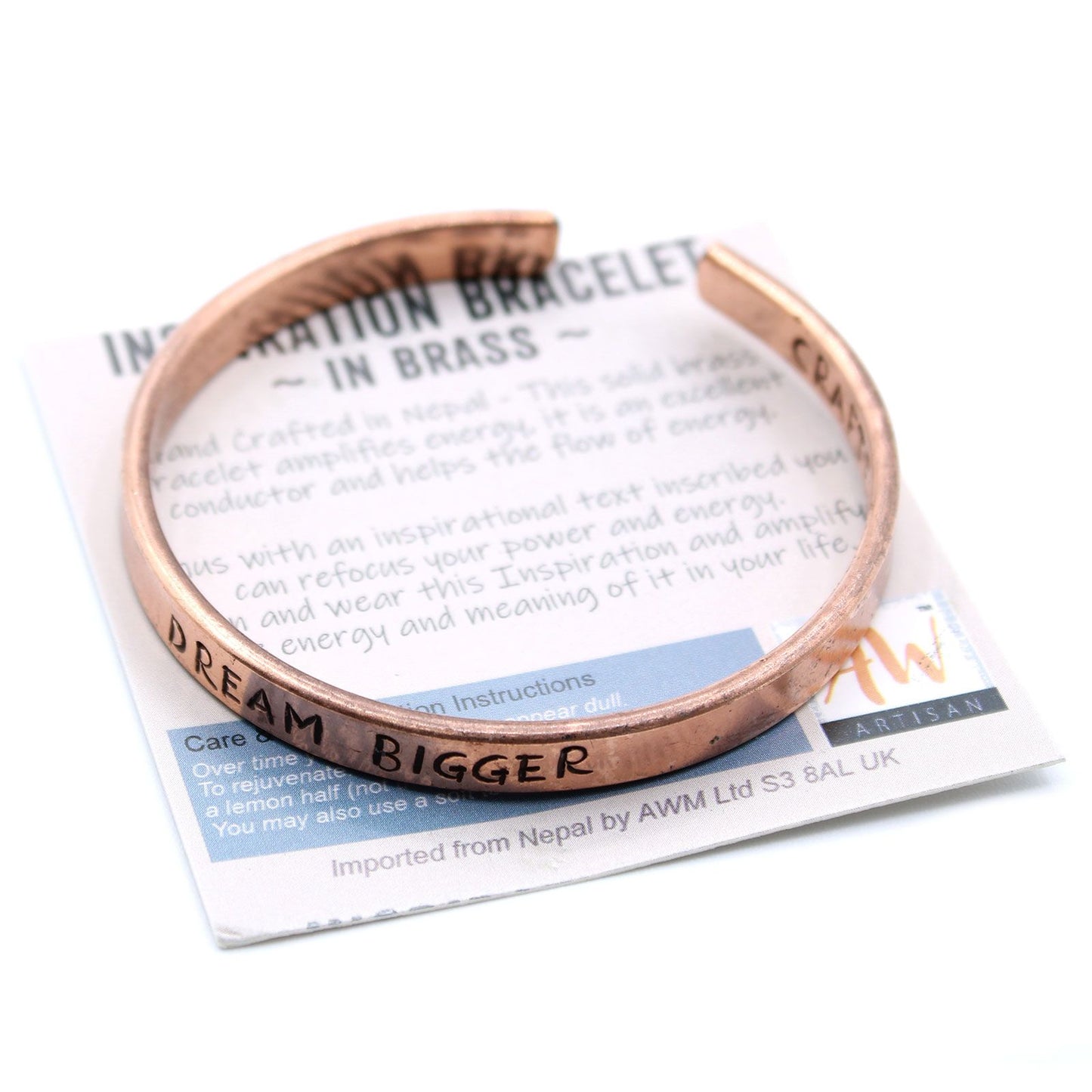 Kupfer Armband mit Motto-Gravur - 12 inspirierende Botschaften