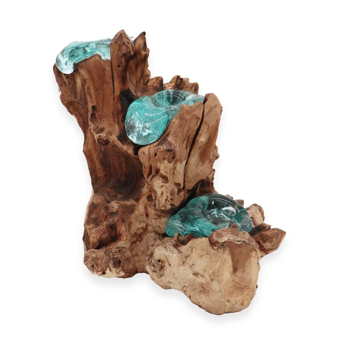 Dreifach-Kerzenleuchter aus Glas & Holz - Ein Unikat aus Bali