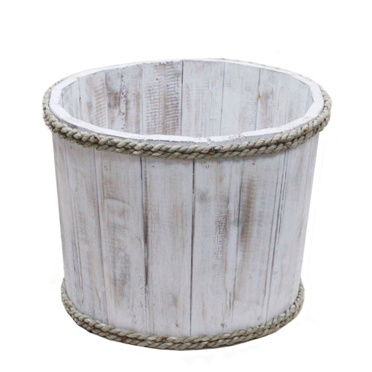 Maritime Schale aus Albesia-Holz, Weiß lasiert - 21 x 29 cm