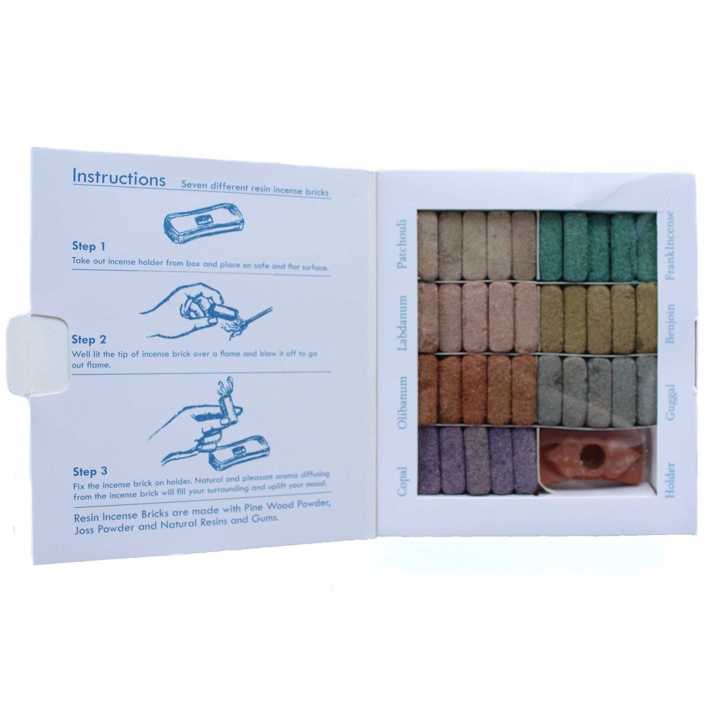 Wild West Duftstein-Set: 70 Räucherharze & Terrakotta-Brenner in 7 Aromen