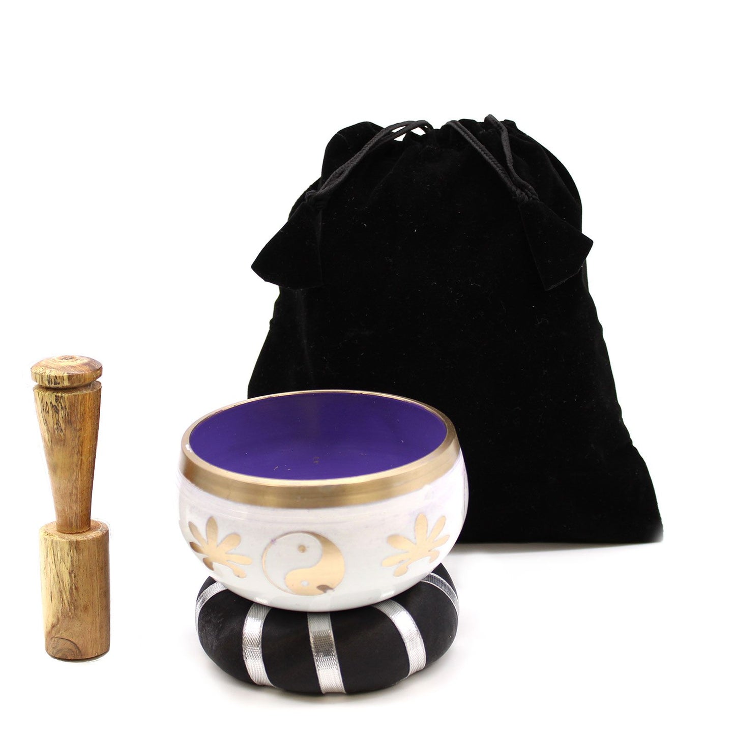 Klangschalen-Set Yin & Yang in Weiß und Violett, 10,7 cm