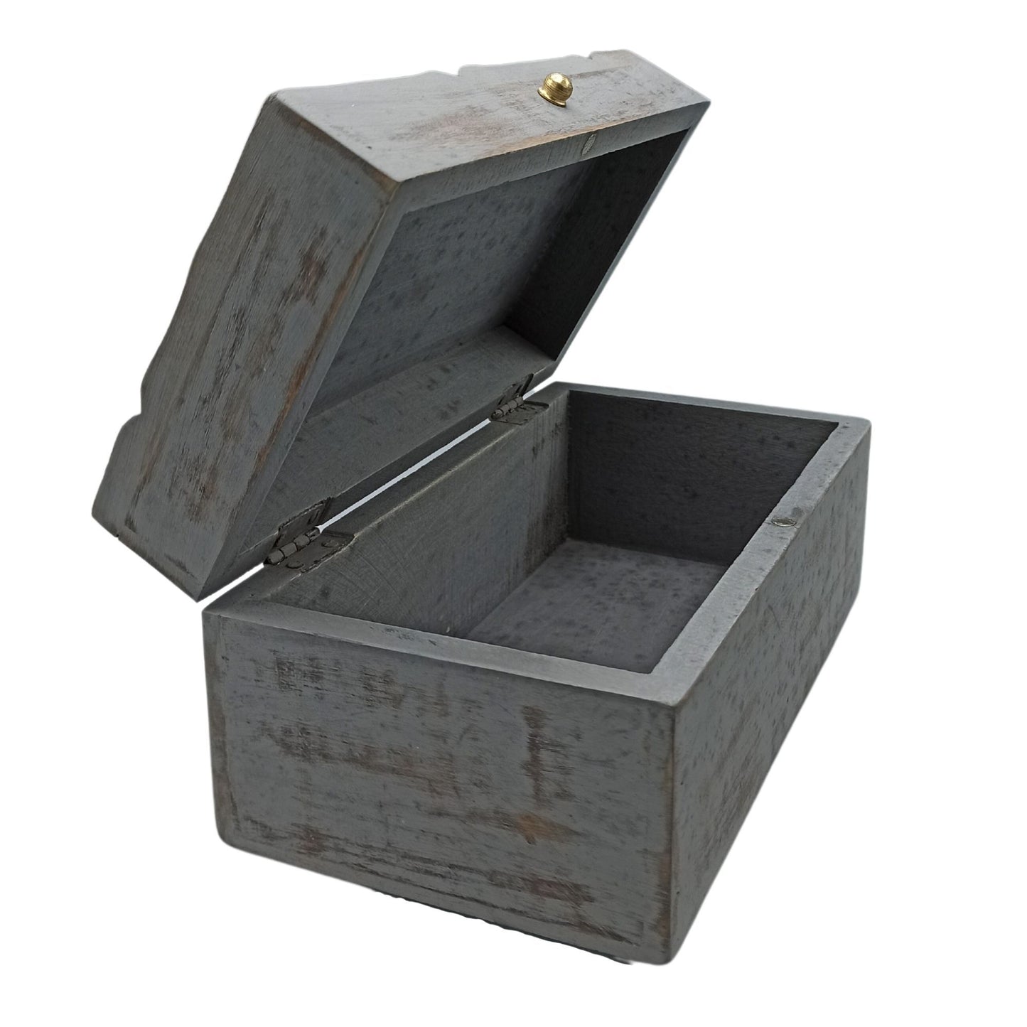 Handgefertigte Mangoholz-Box 'Grauer Stern' - Dekorative Aufbewahrung 22x12x10 cm