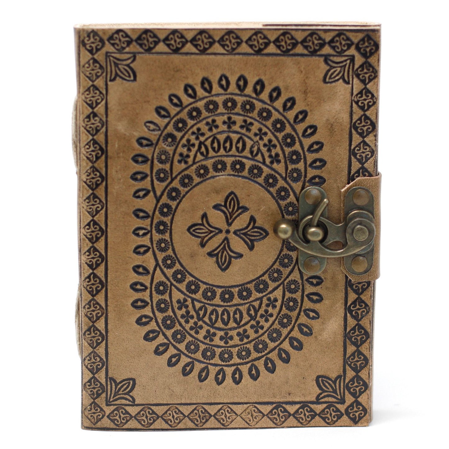 Handgefertigtes Ledernotizbuch 'Blaues Mandala' – 13x18 cm