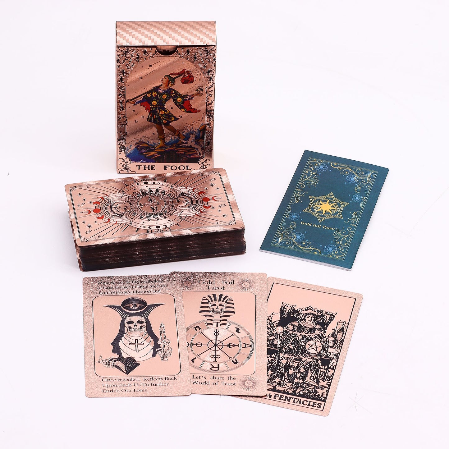Tarotkarten-Set Mondphasen mit Rose-Gold-Folienprägung inklusive Begleitbuch