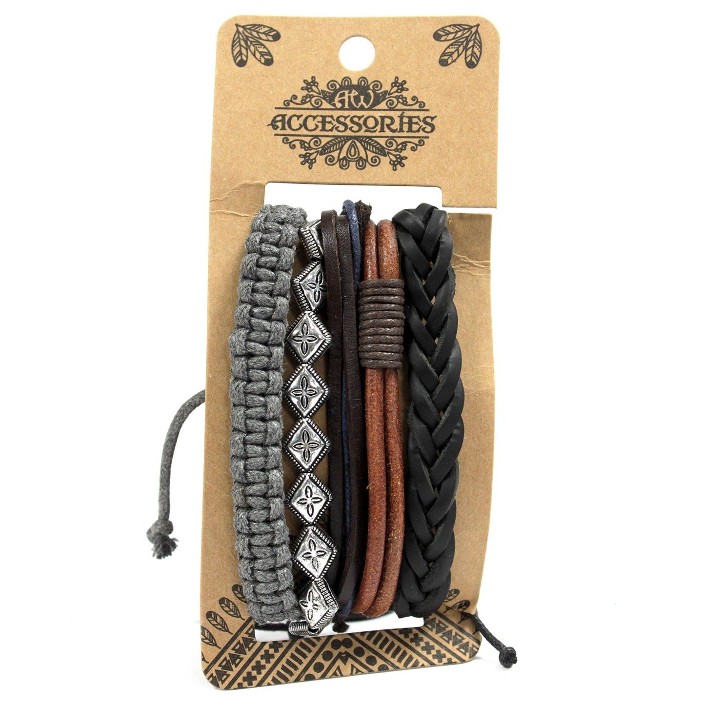 Urban Edge Set – 4 Herrenarmbänder aus Leder & Metall