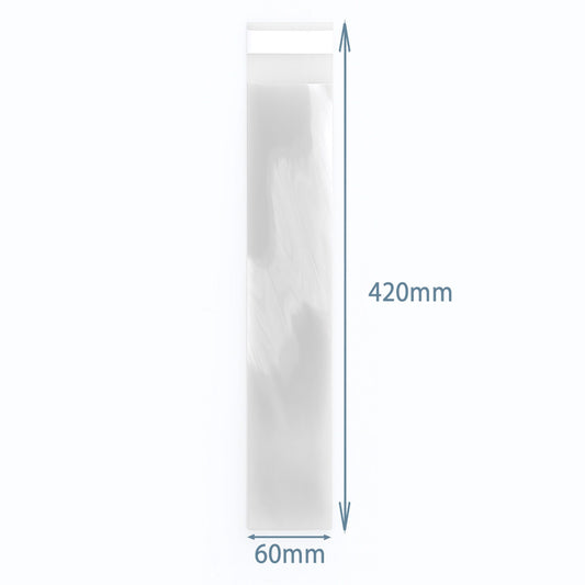 Premium Geschenkbeutel 42x6 cm (500 Stück) – Kristallklar mit Etikettenhalter