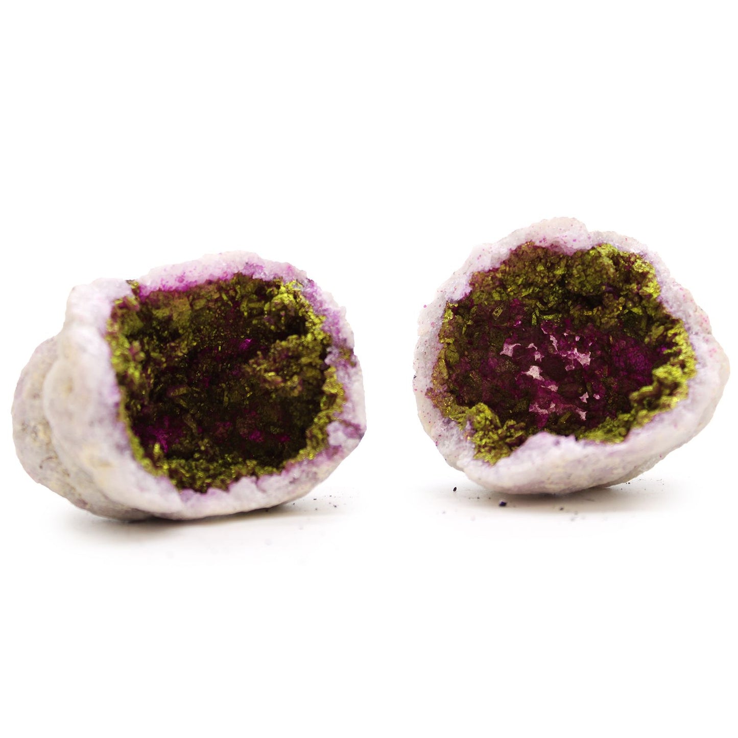 Natürliche Calcit-Geode in Rosa & Gold - Einzigartiges Dekorationsobjekt