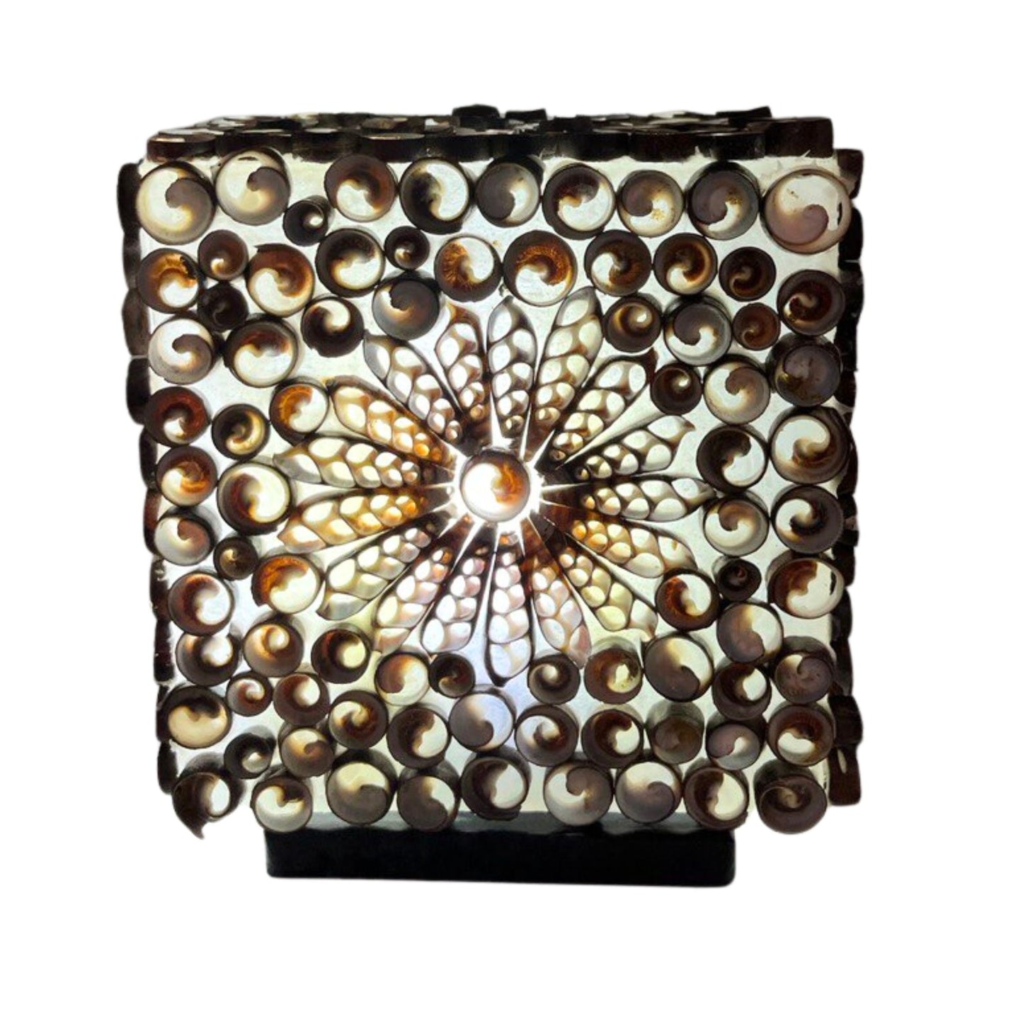Boho Muschel-Lampe 'Chocolate Twist' im Quadrat - 15 cm