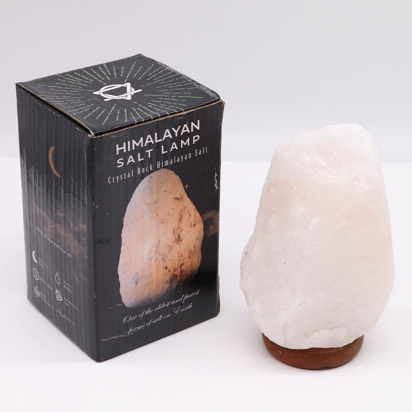 Himalaya-Salzlampe mit Holzbasis – Handgefertigtes Naturlicht