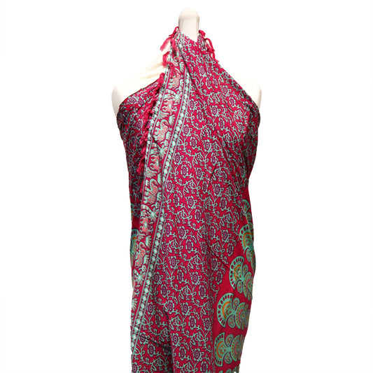 Mandala Sarong in Türkis und Violett – Leichtes Rayon-Tuch
