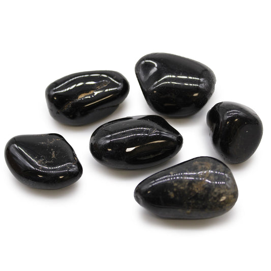 Bag of 6 Large African Tumble Stones - Black Onyx