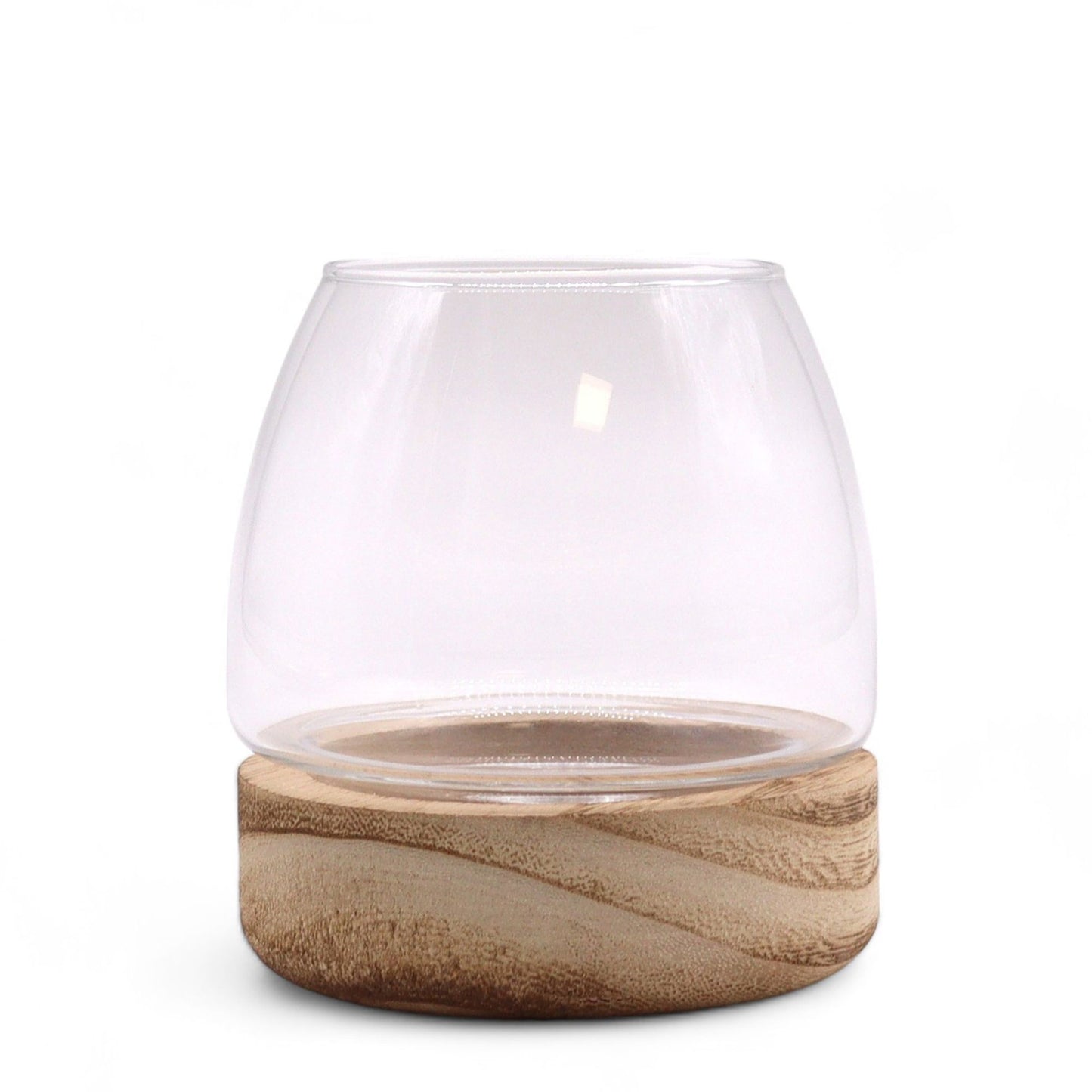 Kleines Glas-Terrarium mit Edelholz-Sockel - 10x10 cm