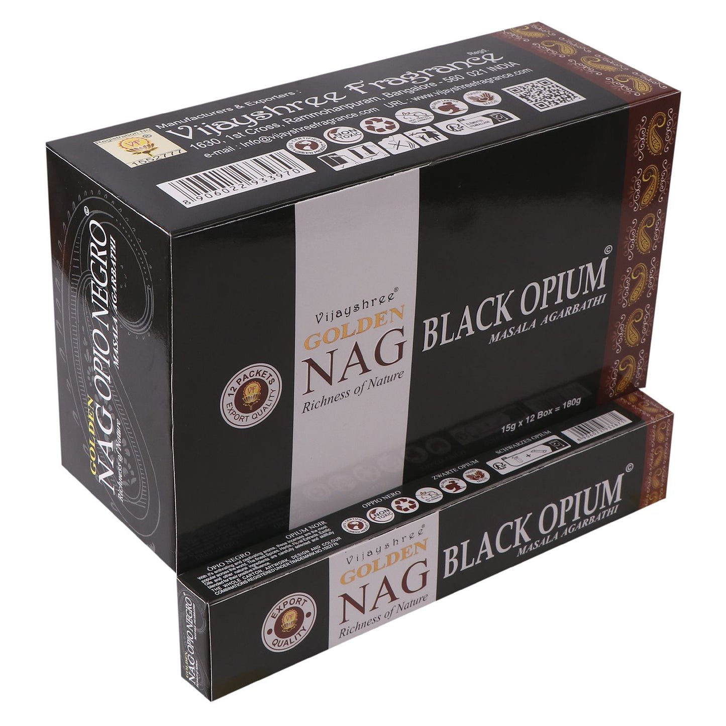 Golden Nag Black Opium Räucherstäbchen - 12er Packung Premium Duft