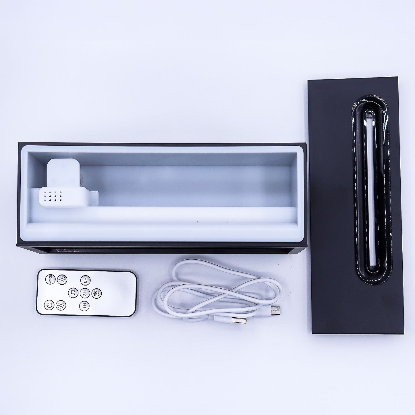 Duftlampe mit Flammenlicht & Vogelgesang – Schwarz, USB, Farbwechsel
