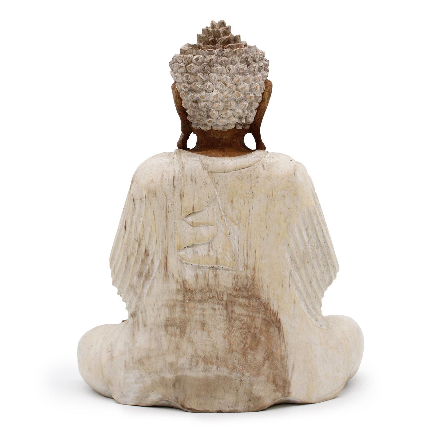 Handgeschnitzte Buddha-Statue 'Weißer Lehrer' - 30 cm aus Suar-Holz