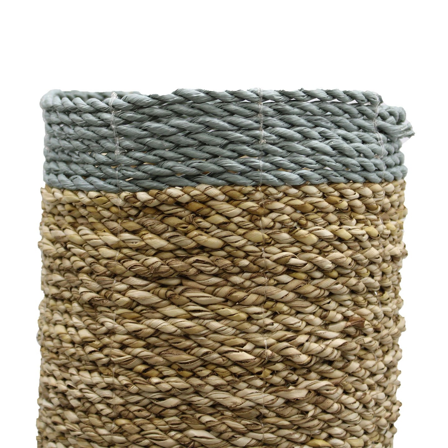 Set aus handgewebtem Seegras & grauem Raffia – 2 Vasen & 2 Körbe