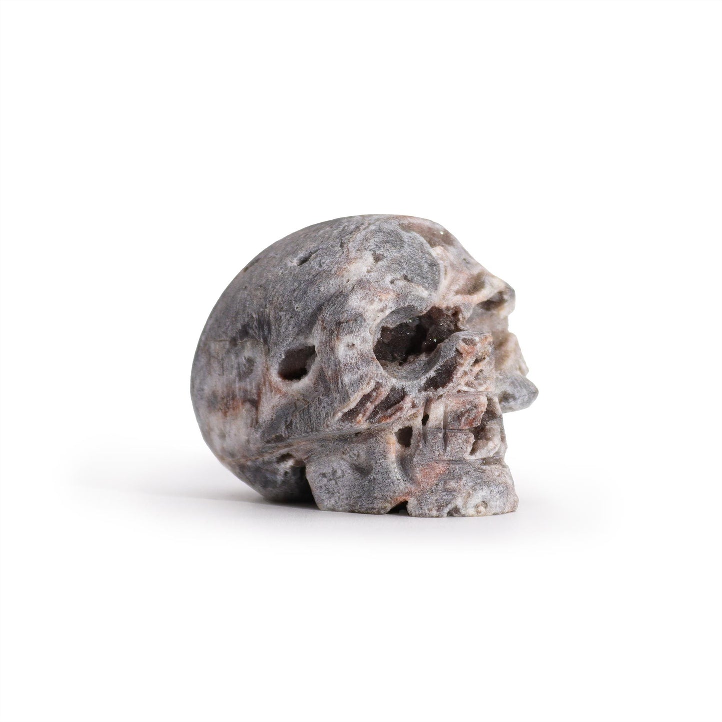 Handgeschnitzter Kalzit-Geoden-Schädel – Einzigartiges Naturkunstwerk (ca. 4,5 cm)