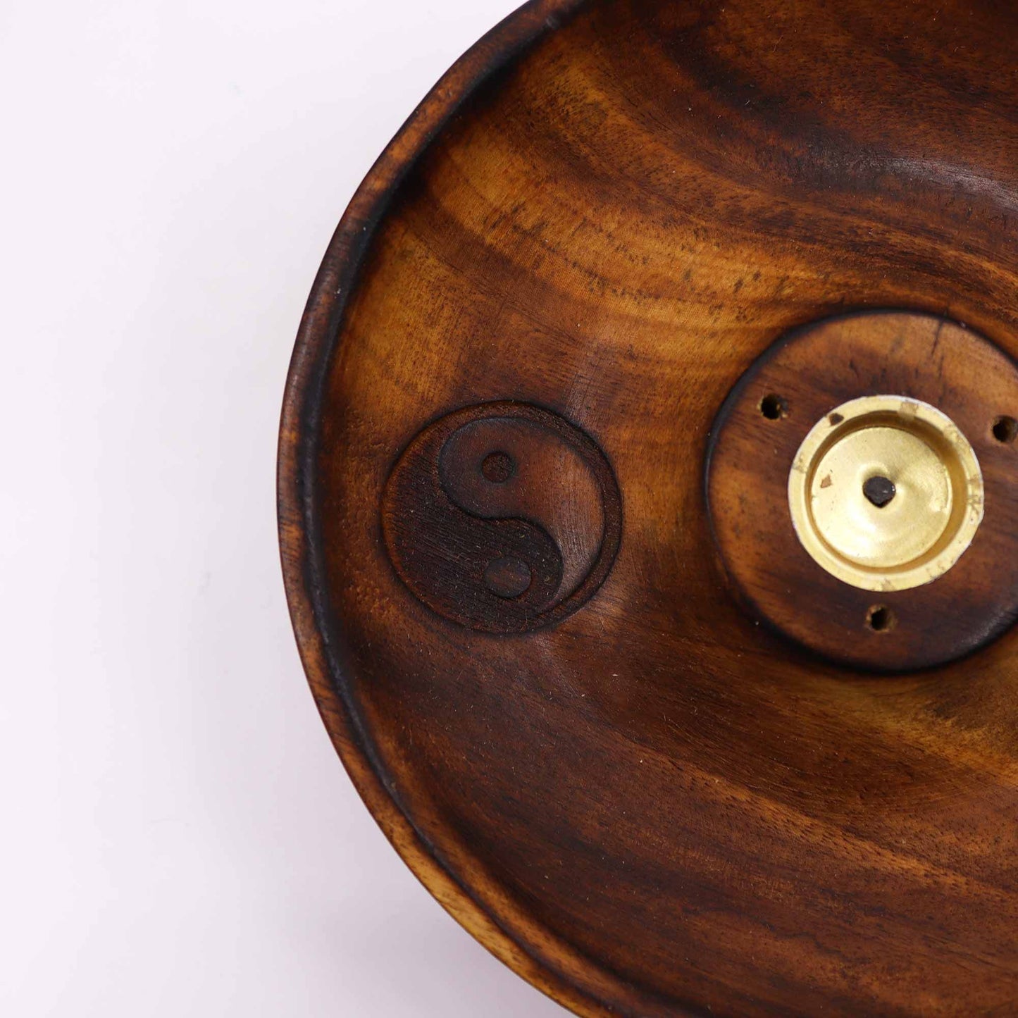 Räucherhalter 'Yin & Yang' aus Mangoholz – für Stäbchen und Kegel