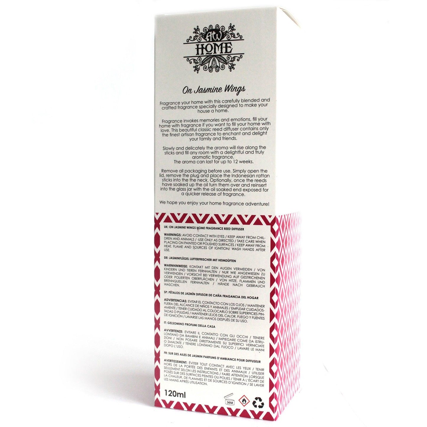 Duftstäbchen Diffusor Jasminflügel – 120ml mit natürlichen Rattanstäben