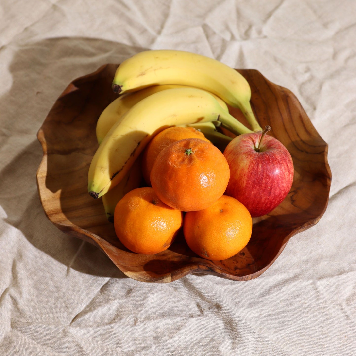 Fruchtschale aus massivem Teakholz – Klassische Rundform, 28 cm