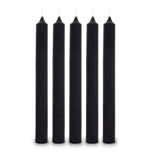 Set aus 5 schwarzen Abendkerzen für elegante Tischdekoration