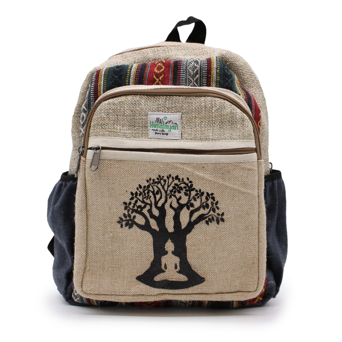 Kleiner Hanfrucksack 'Bodhi Tree' – Handgefertigt in Nepal