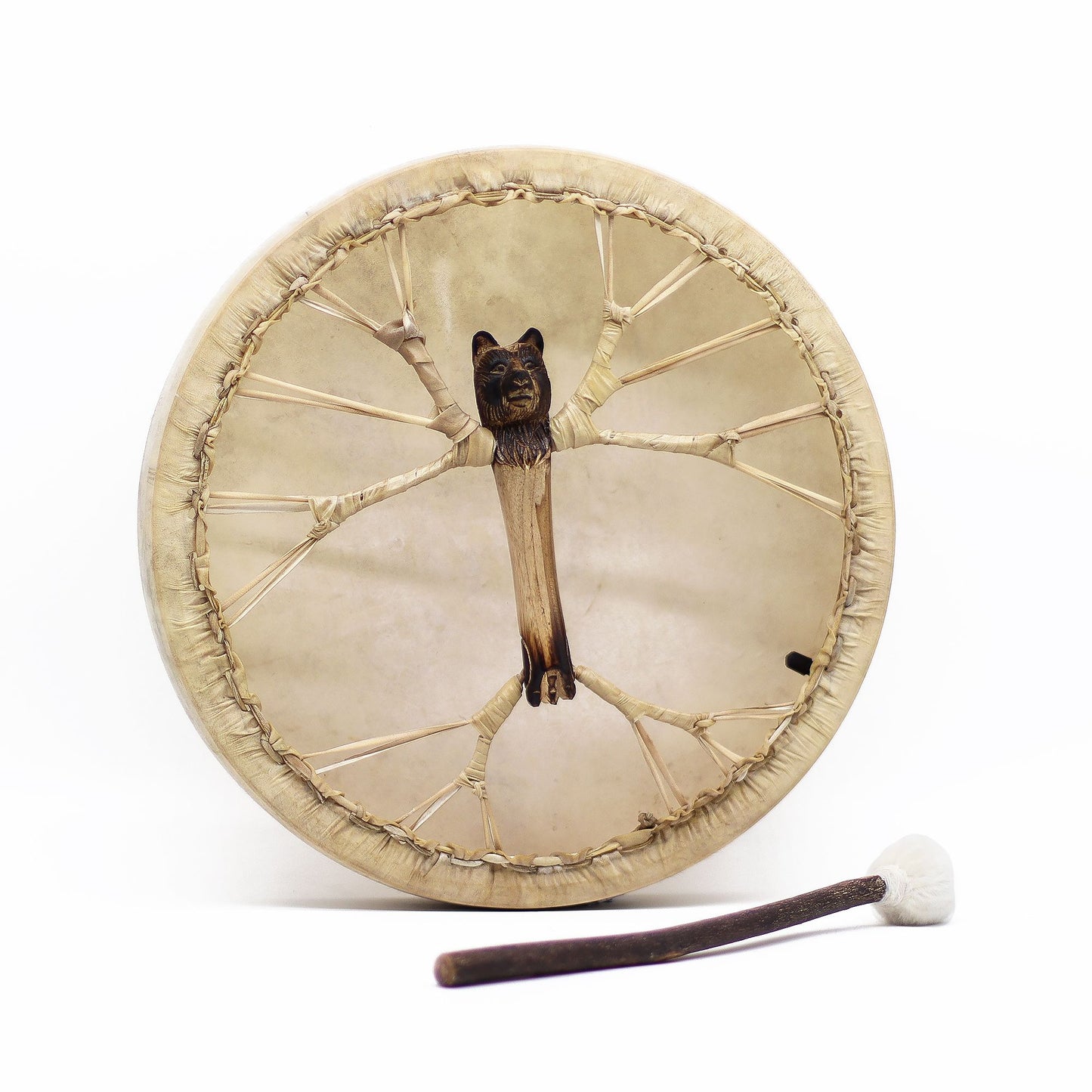 Schamanentrommel 'Geist des Bären' – Handbemalt & stimmbar, 40 cm, mit Schlägel