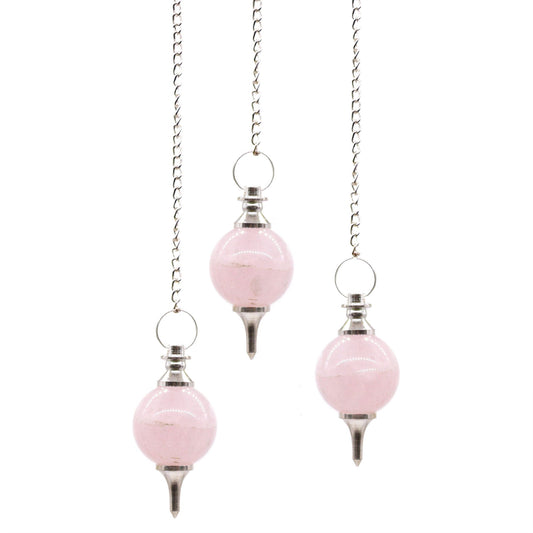 Handgefertigtes Rosenquarz-Pendel mit Silberkette – Für Energiearbeit & Meditation