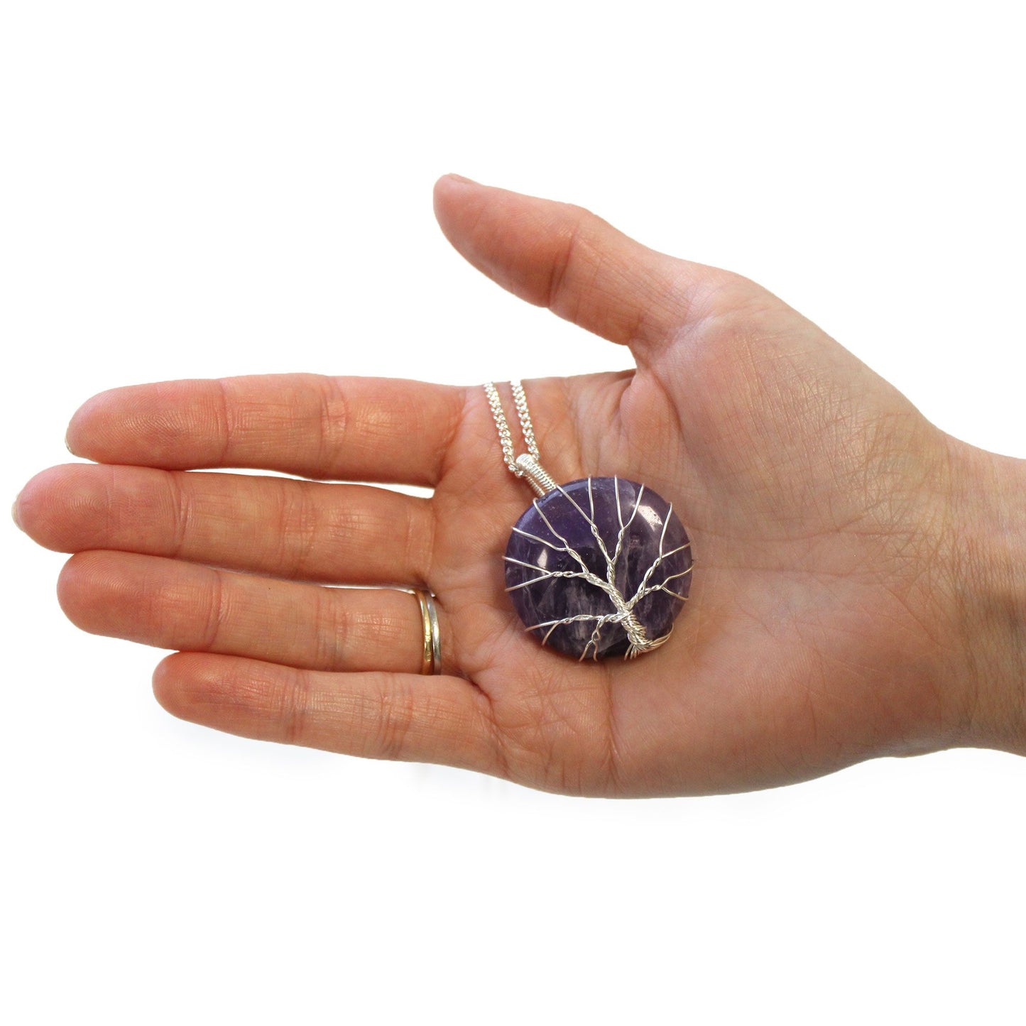 Lebensbaum Halskette mit Amethyst – Versilbertes Schmuckstück