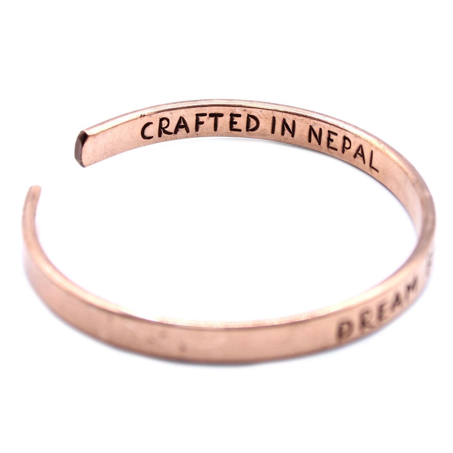 Kupfer Armband mit Motto-Gravur - 12 inspirierende Botschaften