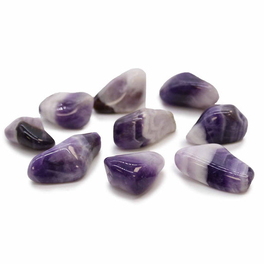 Amethyst-Bänder Trommelsteine, 24 Stück - A-Grade Qualität aus Namibia