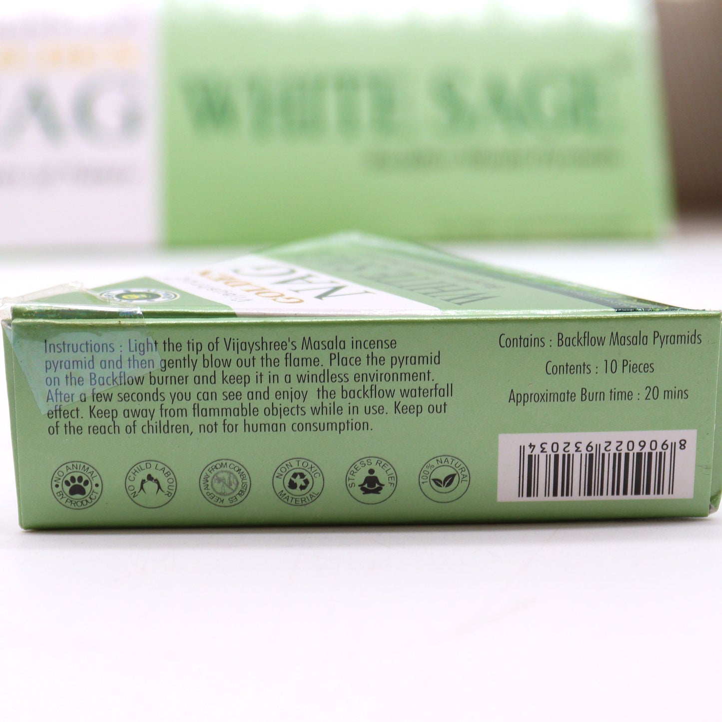 Weißer Salbei Räucherkegel Jumbo (10er Pack) mit Wasserfall-Effekt