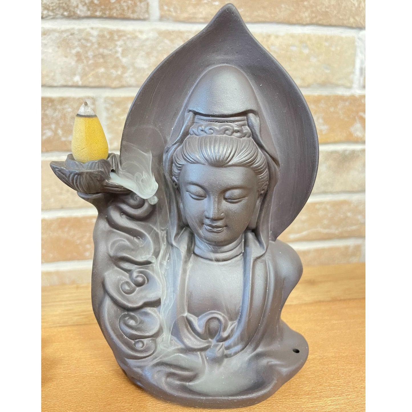 Keramik Räucherbrunnen 'Zen Buddha' mit Rauchkaskade