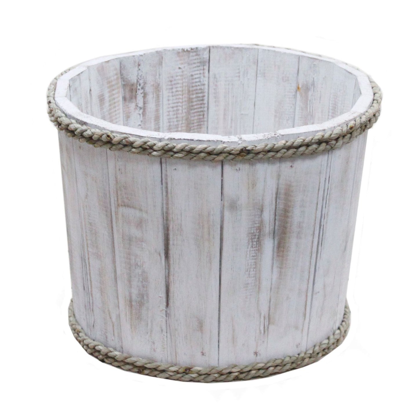 Maritime Schale aus Albesia-Holz, Weiß lasiert - 21 x 29 cm